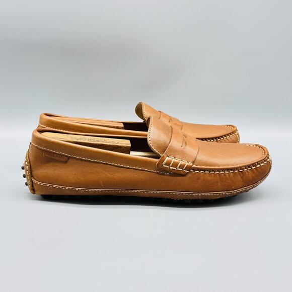 Cole Haan Shoes Men 9 Brown Leather Penny Loafer Moccasin Driving Slip On Dress - Picture 1 of 12
